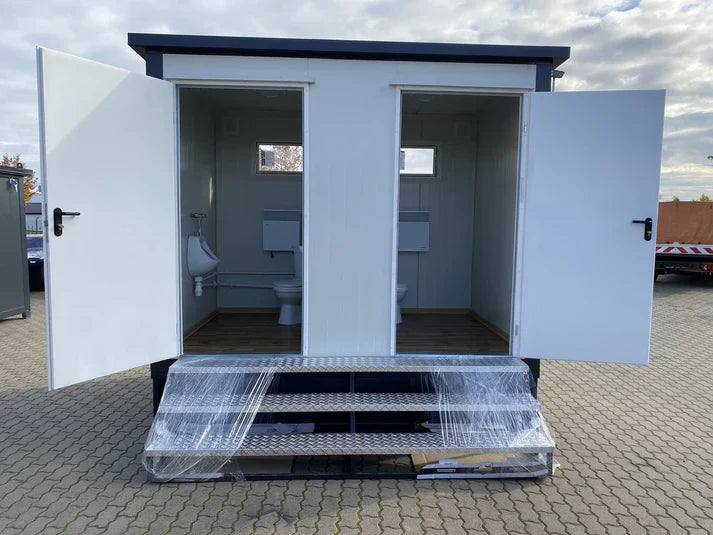 Conteneur sanitaire double avec réservoir à déchets blanc, 3 x 2 mètres agri-tract