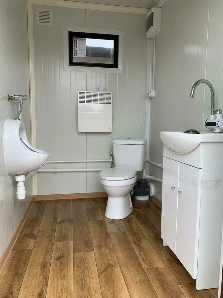 Conteneur sanitaire double avec réservoir à déchets blanc, 3 x 2 mètres agri-tract