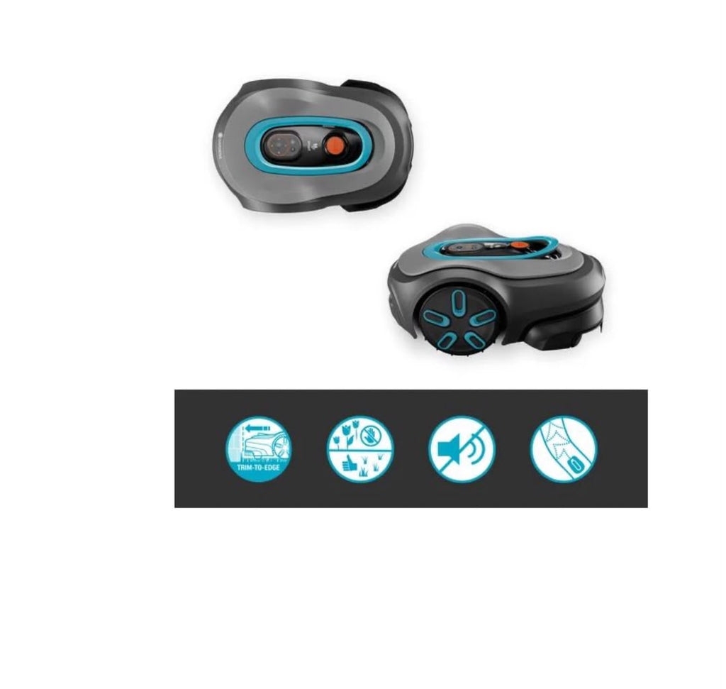 Gardena Robô Corta-Relvas Sileno Max 800m² Smart cinzento/turquesa com bateria Li-ion e LONA TIRESPARK